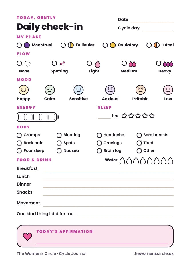 Inside page: Daily check-in